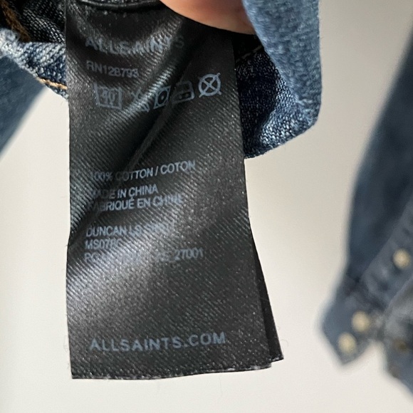 All-Saints Duncan LS Shirt Western Denim Button-Up Shirt Slim Fit XS - Picture 6 of 10